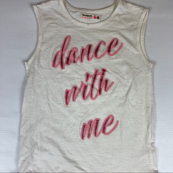 Desigual Dress Lilongue Girl’s Size 13/14 Dance With Me "La Vida Es Chula" Pink - Picture 4 of 11